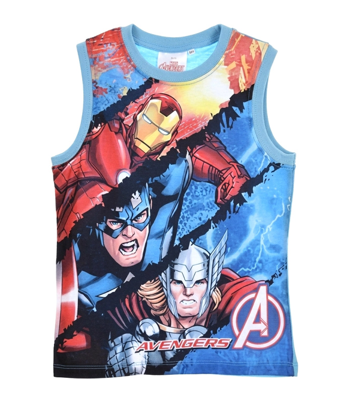 Dětské tílko Avengers s motivem Iron Man, Captain America a Thor tyrkysové – Velikost: 104