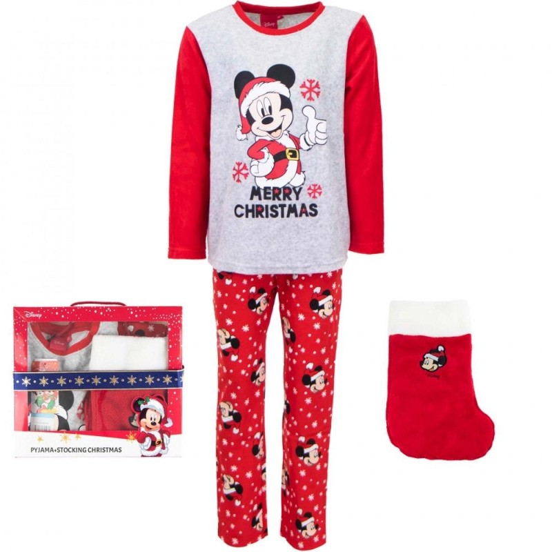 Dětské vánoční pyžamo s punčochou Mickey – Šedo-červená 860763-1