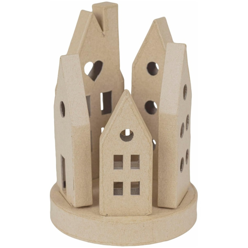 Kartonový svícen domečky 12,3×16,5cm
