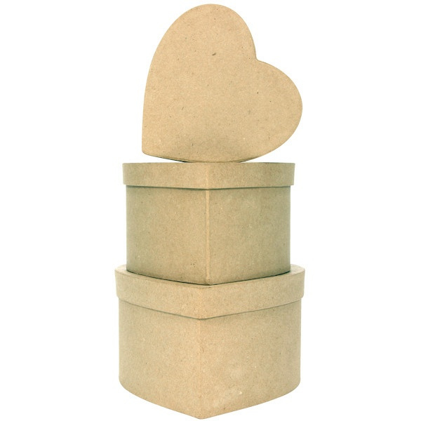 Krabičky z kartonu sada Décopatch (3ks) Malé srdce