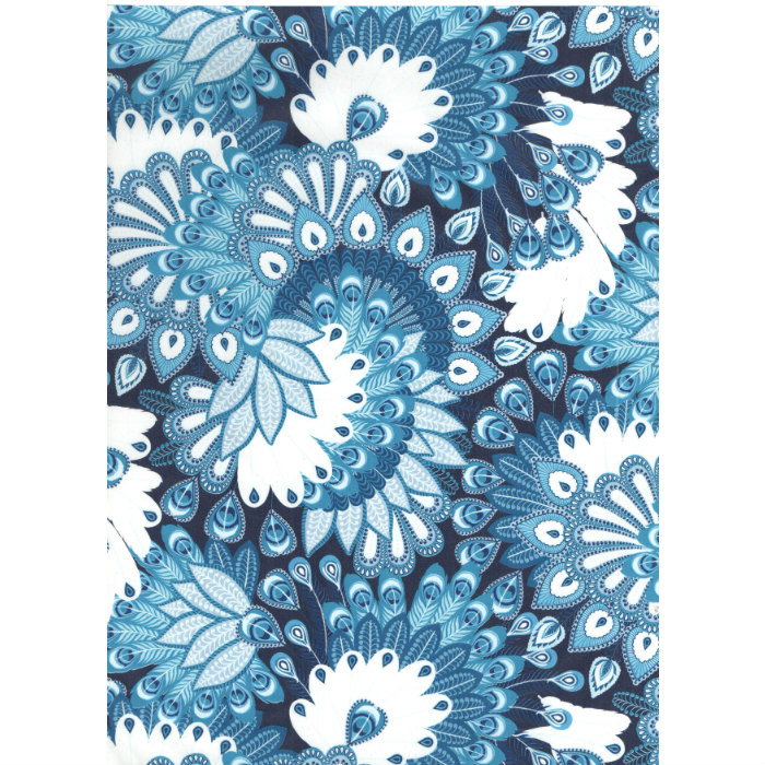 Papír Décopatch (1ks) Modré peří a ornamenty