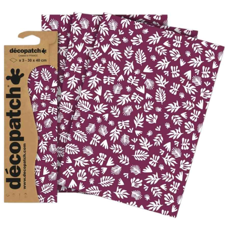 Décopatch Papír 3 ks - Hnědo červený s větvičkami