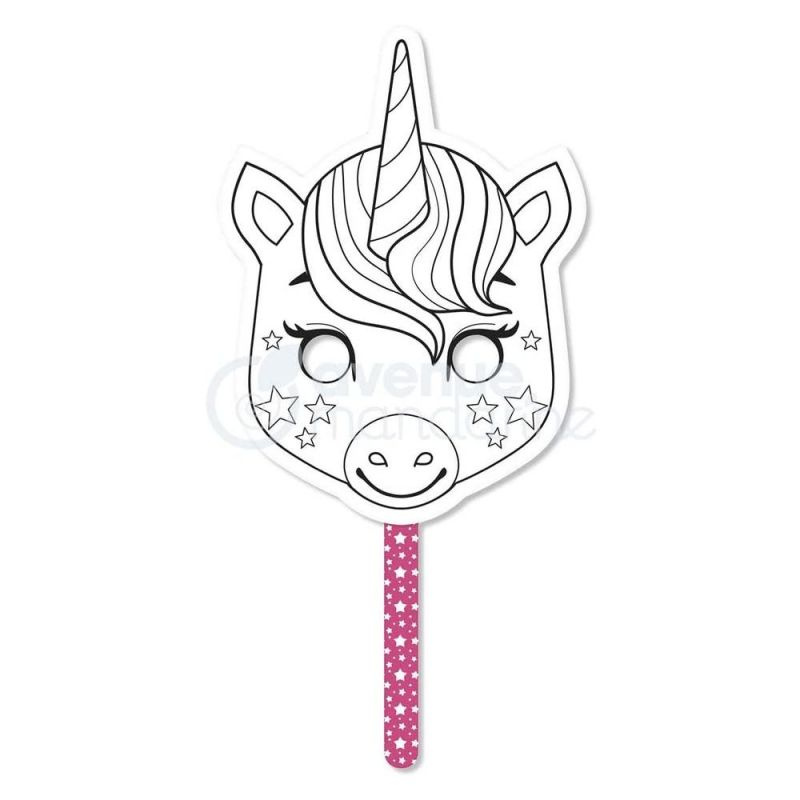 Kartonová maska s rukojetí - jednorožec