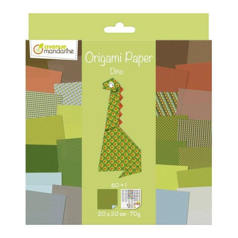 Papíry na origami 20x20cm (60ks) dino