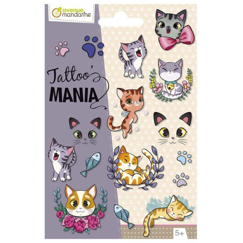 Tetování dočasné Tattoo Mania - kočky (1ks)