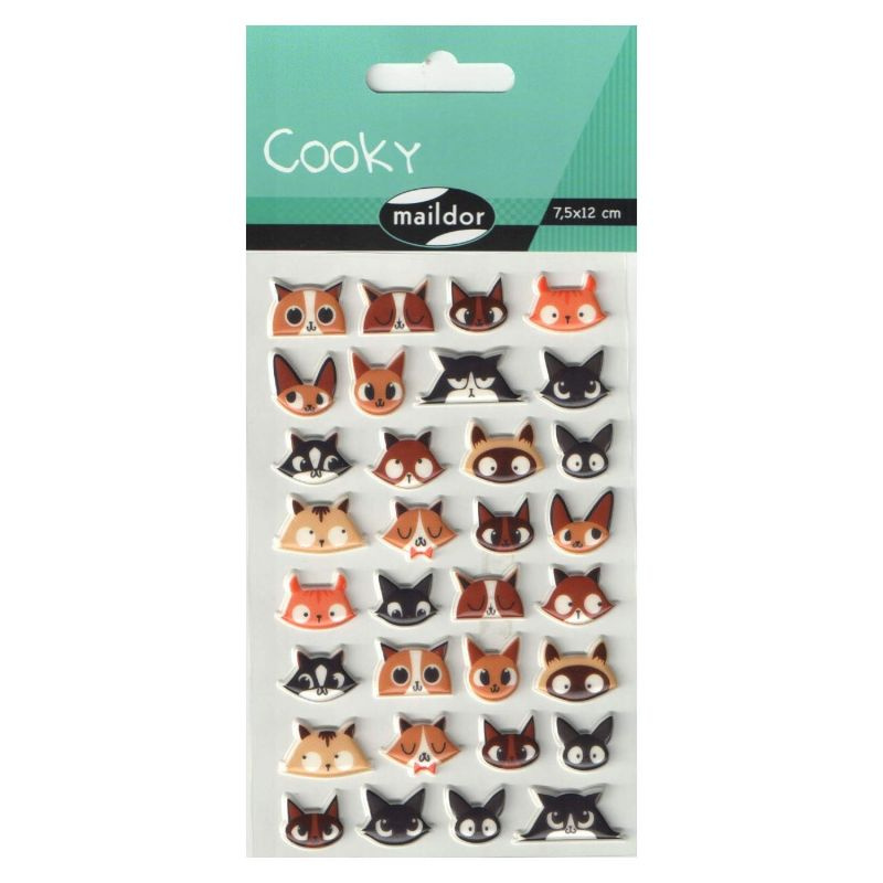 Samolepky Maildor 3D Cooky Kočičí hlavy Maildor
