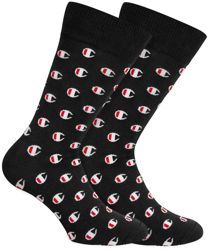 Ponožky CHAMPION CREW SOCKS ALLOVER C FASHION 2kusy černé Barva: Černá, Velikost: 39-42