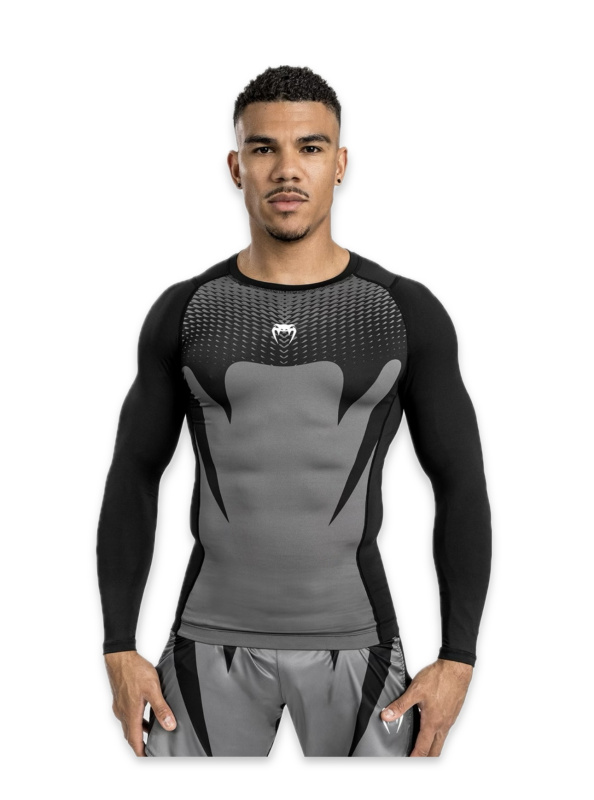 Venum Attack Men's Long Sleeve Rashguard - Black/Grey Velikost: L