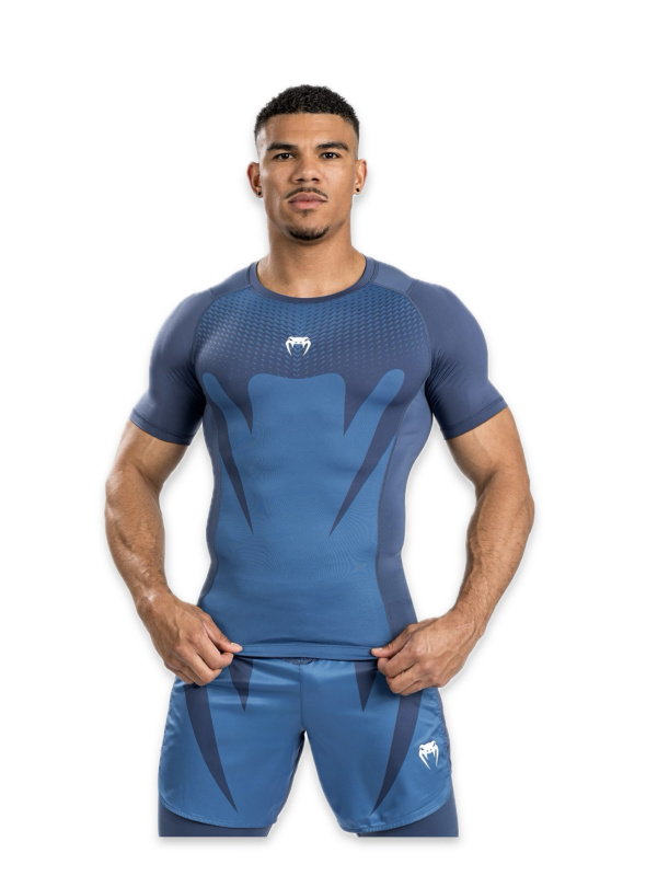 Venum Attack Men's Short Sleeve Rashguard - Navy Blue Velikost: XL