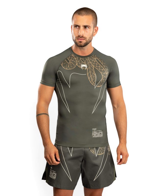 Venum Serpenti Rashguards Short Sleeves - Khaki/Bronze/Ivory Velikost: S
