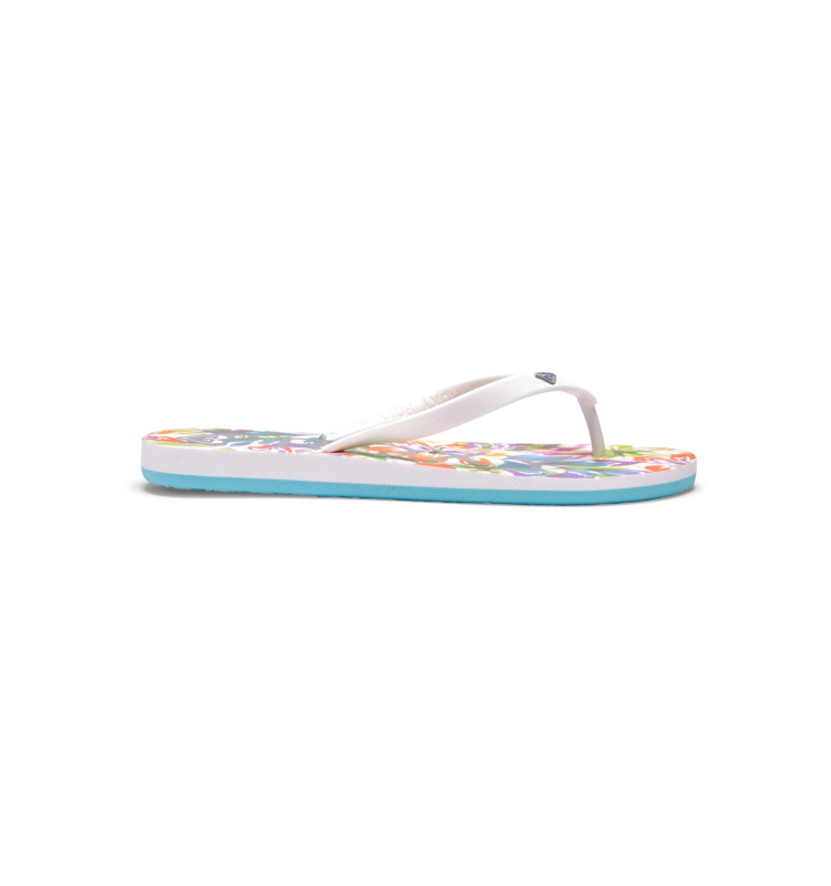 Roxy dámské žabky Tahiti VII White/C Pink/Floral Print | Bílá | Velikost 8 US