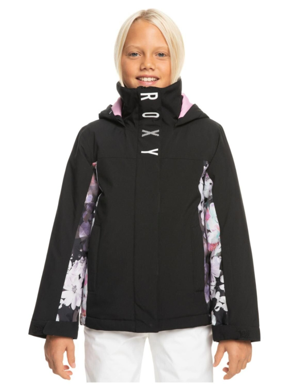 Roxy dětská zimní bunda Galaxy Girl True Black Blurry Flower | Černá | Velikost XXL