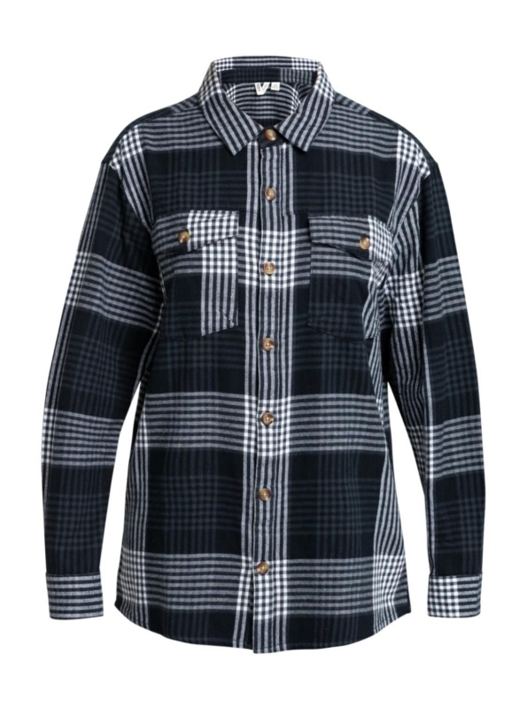Roxy dámská košile Let It Go Flanel Anthracite Hallo Plaid | Šedá | Velikost M | 100% bavlna