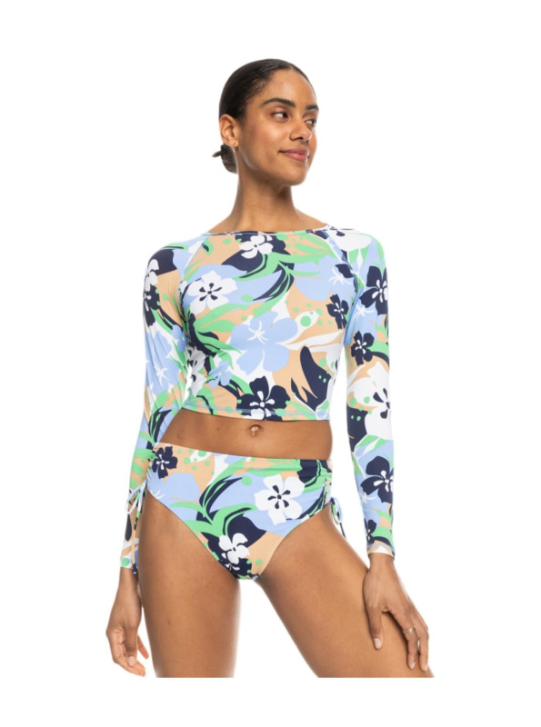 Roxy dámské tričko s dlouhým rukávem Crop Top LS Lycra Vintage Indigo Archive | Modrá | Velikost S