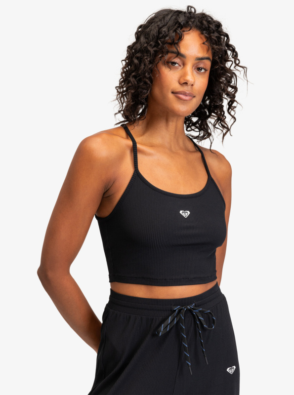 Roxy dámské tílko Rise & Vibe Rib Tank Anthracite | Černá | Velikost S