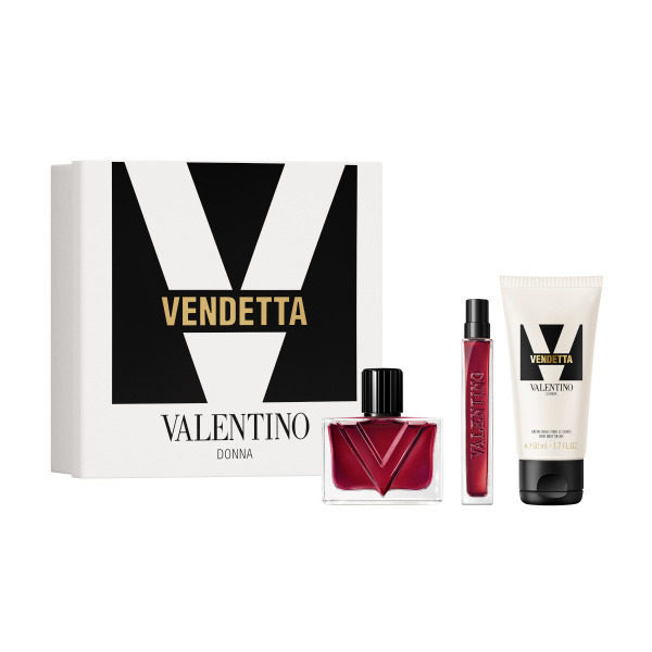 Valentino Vendetta Donna dárkový set (parfémová voda 50 ml + cestovní velikost 10 ml + tělové mléko 50 ml) 1 ks