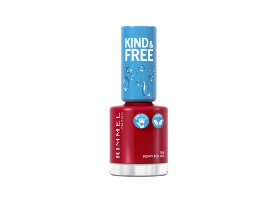 Rimmel Kind & Free lak na nehty odstín 156 Poppy Pop Red 8 ml