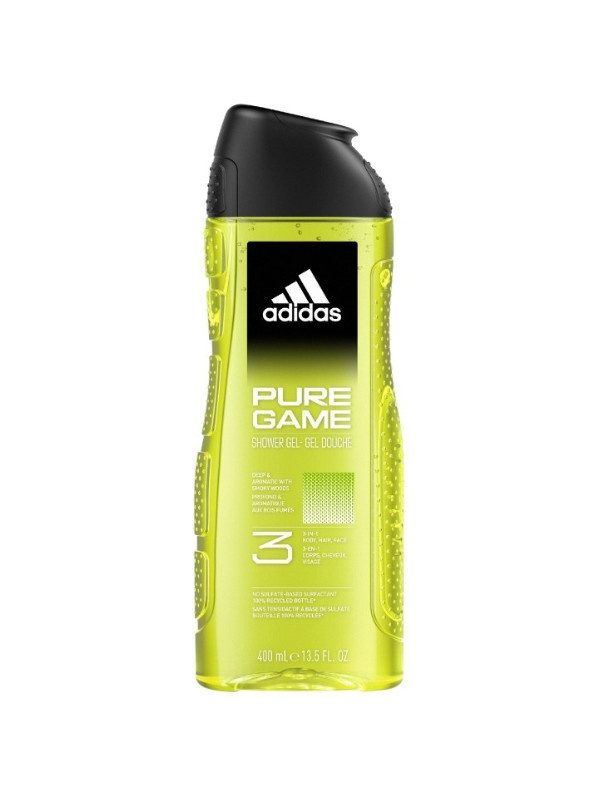 Adidas Pure Game sprchový gel na obličej, tělo a vlasy 3 v 1 pro muže 400 ml