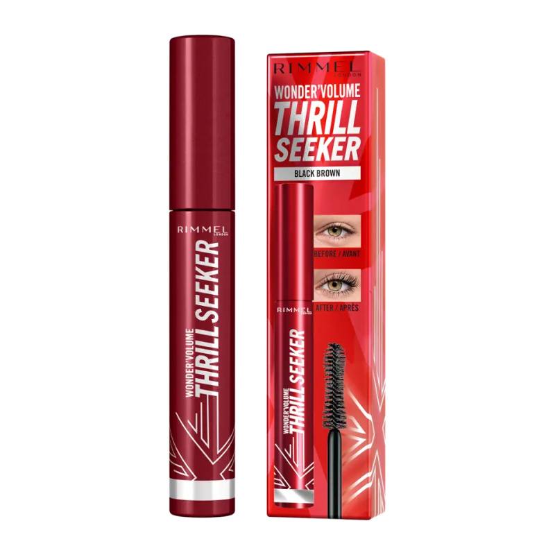 Rimmel WonderVolume Thrill Seeker řasenka pro objem a natočení řas odstín Black Brown 8 ml