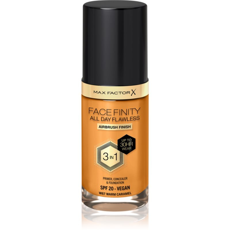 Max Factor Facefinity All Day Flawless dlouhotrvající make-up SPF 20 odstín 87 Warm Caramel 30 ml