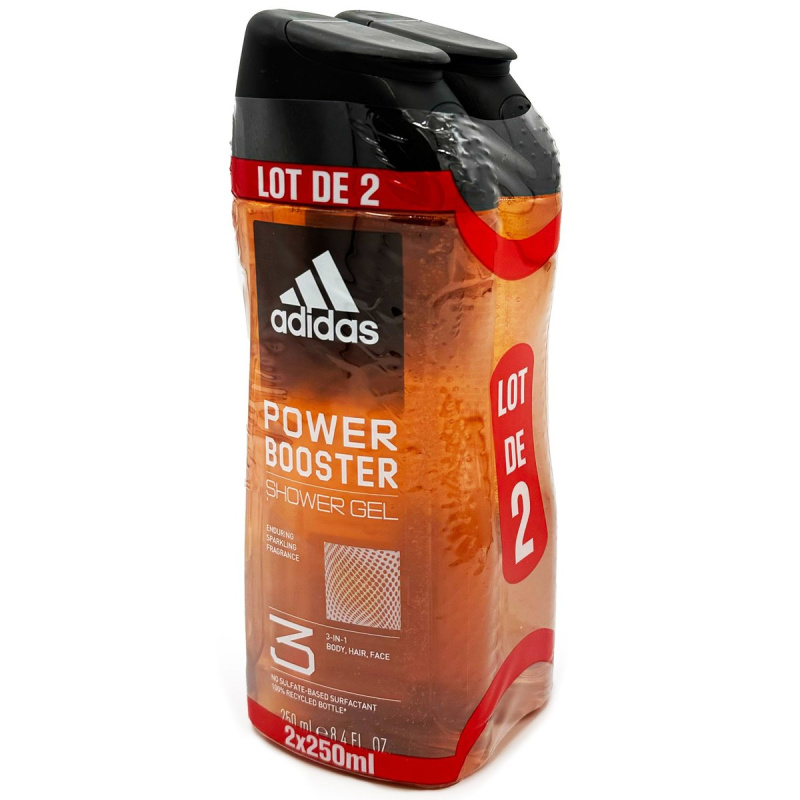 Adidas Power Booster Duo 3v1 set sprchových gelů 2×250 ml