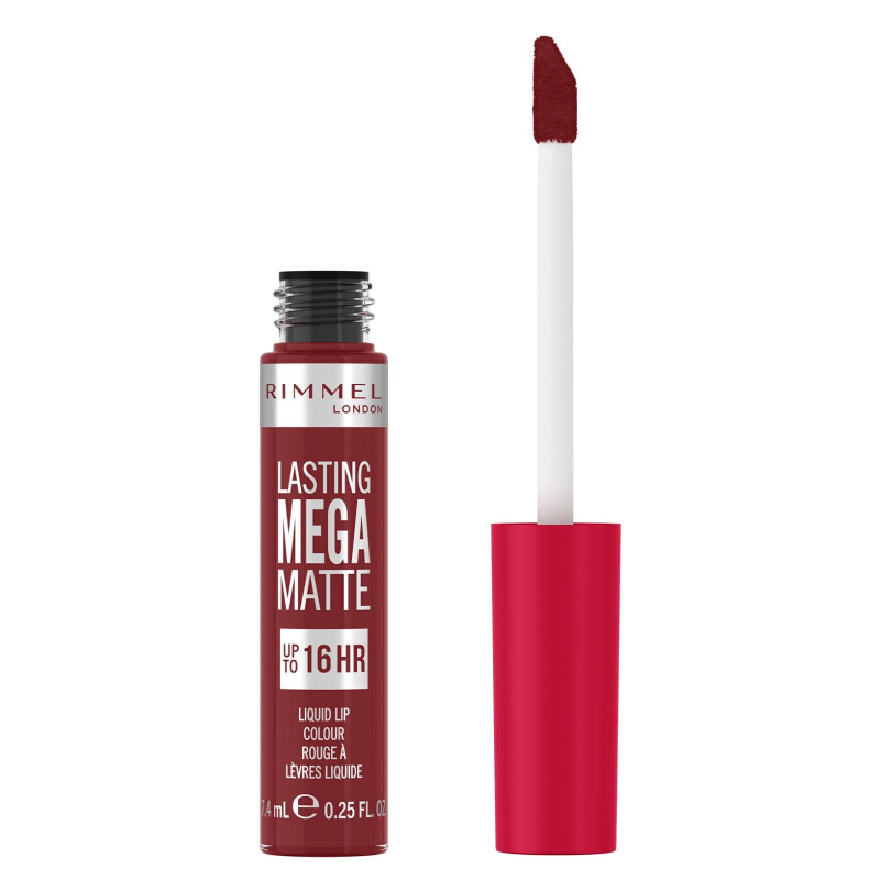 Rimmel Lasting Mega Matte lehká tekutá matná rtěnka 16h odstín Ruby Passion 7,4 ml