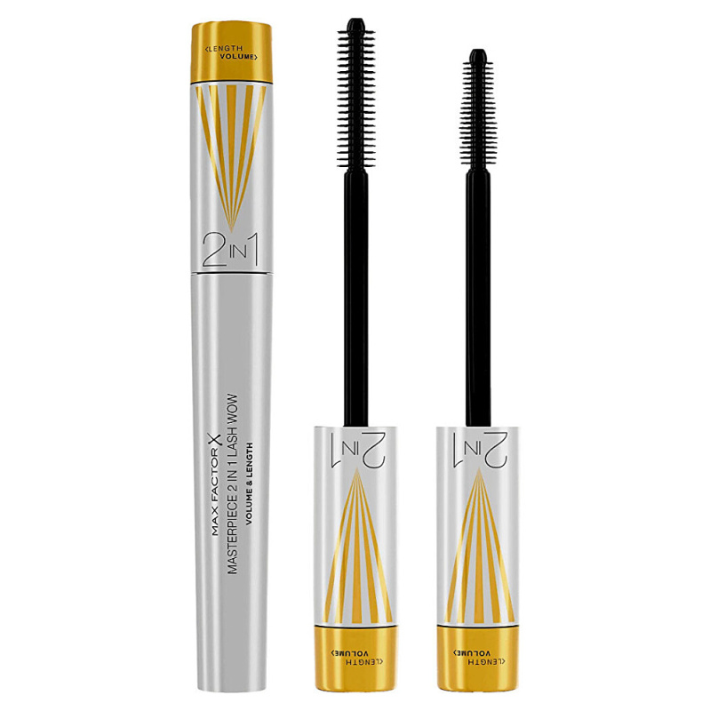 Max Factor Masterpiece Lash Wow řasenka pro objem a natočení řas 2 v 1 odstín Midnight Black 7 ml