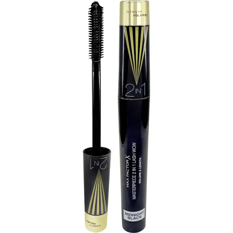 Max Factor Masterpiece Lash Wow řasenka pro objem a natočení řas 2 v 1 odstín Midnight Black 7 ml