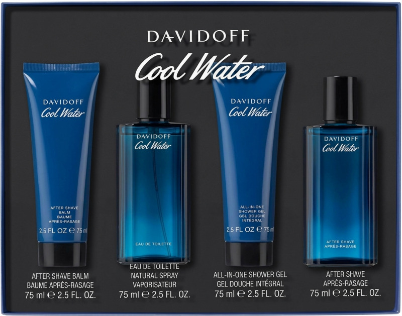 Davidoff Cool Water Man - EDT 75 ml + voda po holení 75 ml + sprchový gel 75 ml + balzám po holení 75 ml