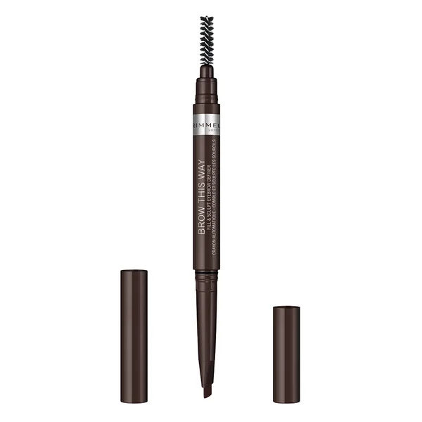 Rimmel Brow This Way tužka na obočí s kartáčkem 2 v 1 odstín 003 Dark Brown 0,25 g