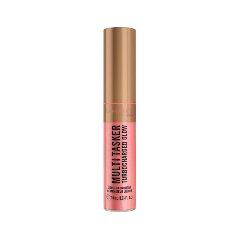 Rimmel Multi-Tasker Turbocharged Glow tekutý rozjasňovač odstín 002 Rosy Rebel 10 ml