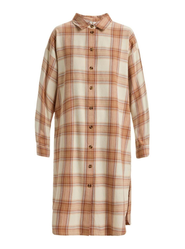 Roxy dámská košile Aqua Waves Parchement Paradise Plaid | Písková | Velikost L | 100% bavlna