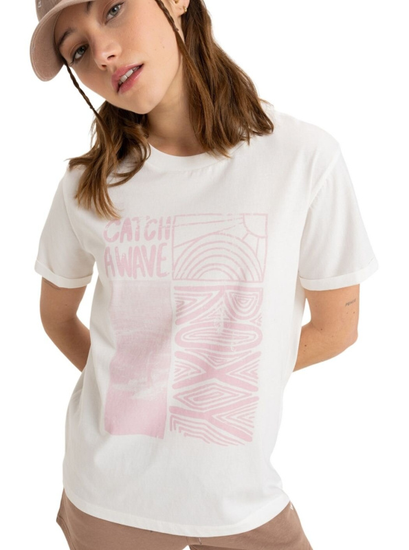 Roxy dámské tričko Oceanregular Poster Egret | Bílá | Velikost M | 100% bavlna
