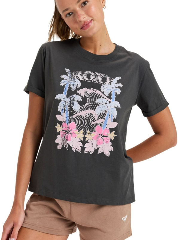 Roxy dámské tričko Oceanregular Poster Phantom | Šedá | Velikost S | 100% bavlna