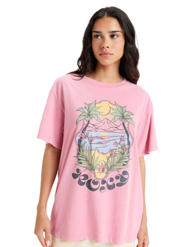Roxy dámské tričko Sunnyoversize Optic Wash Orchid Smoke | Růžová | Velikost M | 100% bavlna