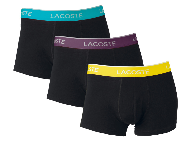 Lacoste Pánské boxerky, 3 kusy (černá/fialová/žlutá/tyrkysová, M)