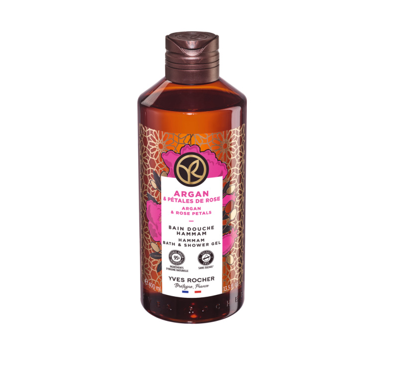 Yves Rocher Bain de Nature sprchový a koupelový gel Argan & Petal Rose 400 ml