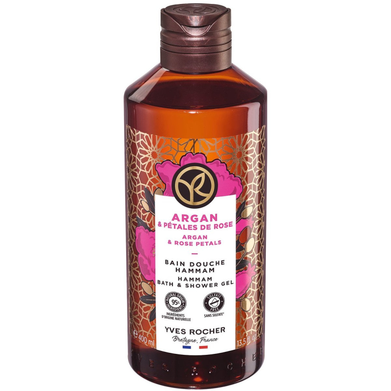 Yves Rocher Bain de Nature sprchový a koupelový gel Argan & Petal Rose 400 ml