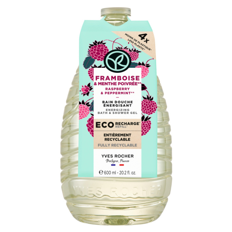 Yves Rocher Bain de Nature sprchový gel náhradní náplň Raspberry & Peppermint 600 ml