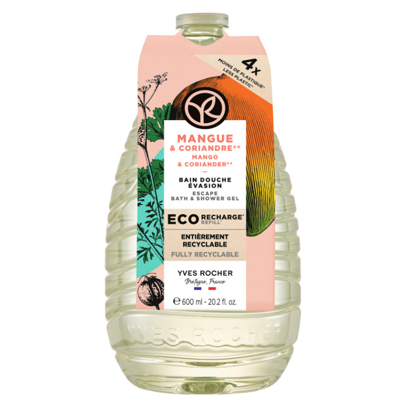 Yves Rocher Bain de Nature sprchový gel náhradní náplň Mango & Coriander 600 ml