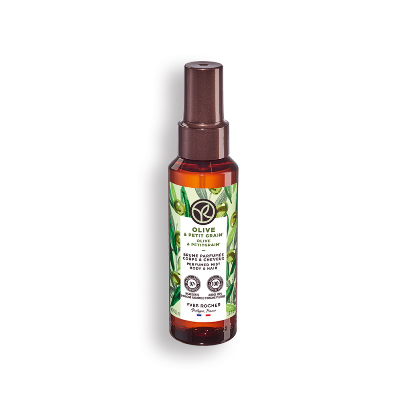 Yves Rocher Bain de Nature parfémovaný sprej na tělo a vlasy pro ženy Olive & Petit Grain 100 ml