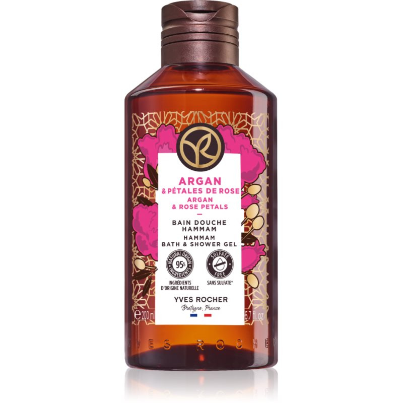 Yves Rocher Bain de Nature sprchový a koupelový gel Argan & Rose Petals 200 ml