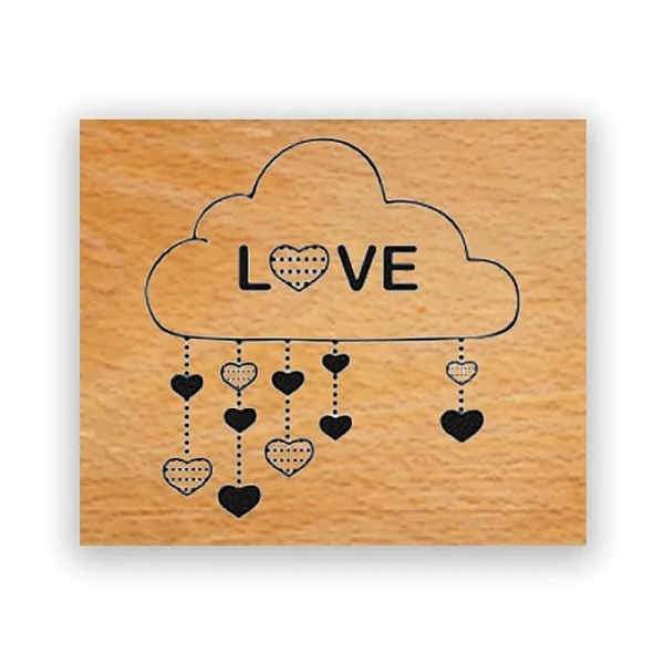 Aladine Dřevěné razítko Aladine, vel. F - Srdíčka v oblacích