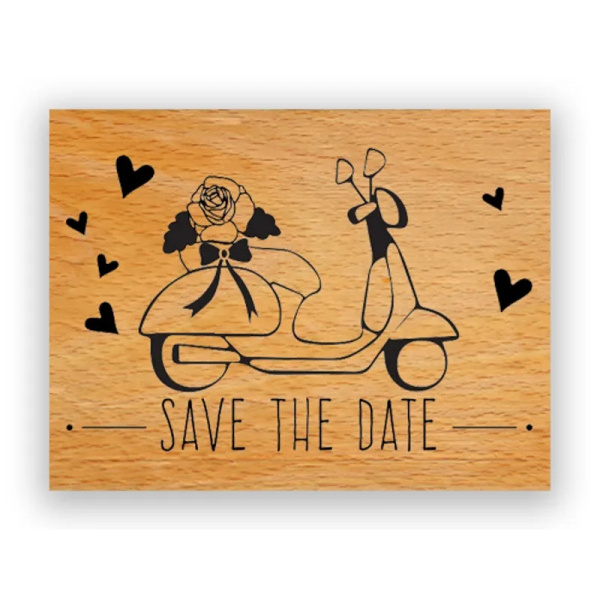 Aladine Dřevěné razítko Aladine, vel. D - Svatební skútr