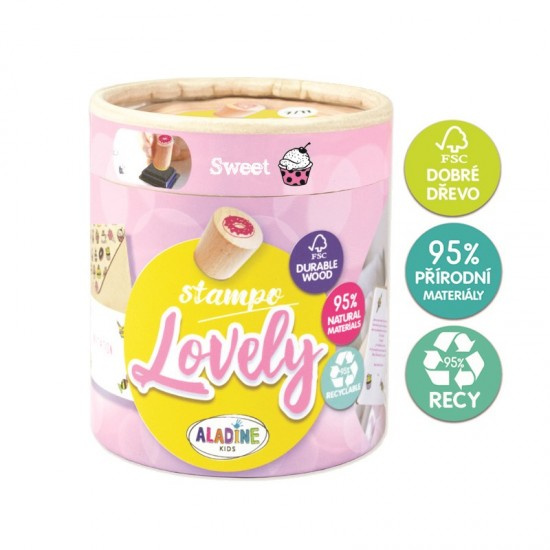 Dřevěná razítka Aladine Stampo LOVELY 15 ks - Dortíky Aladine