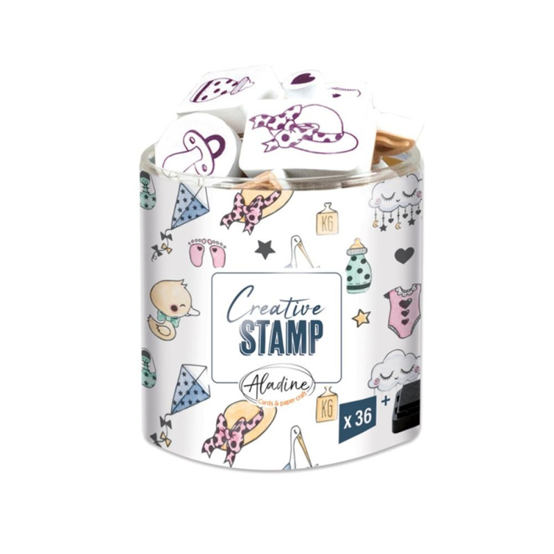 Razítka Aladine CREATIVE STAMPS 43 ks - Narození miminka Aladine