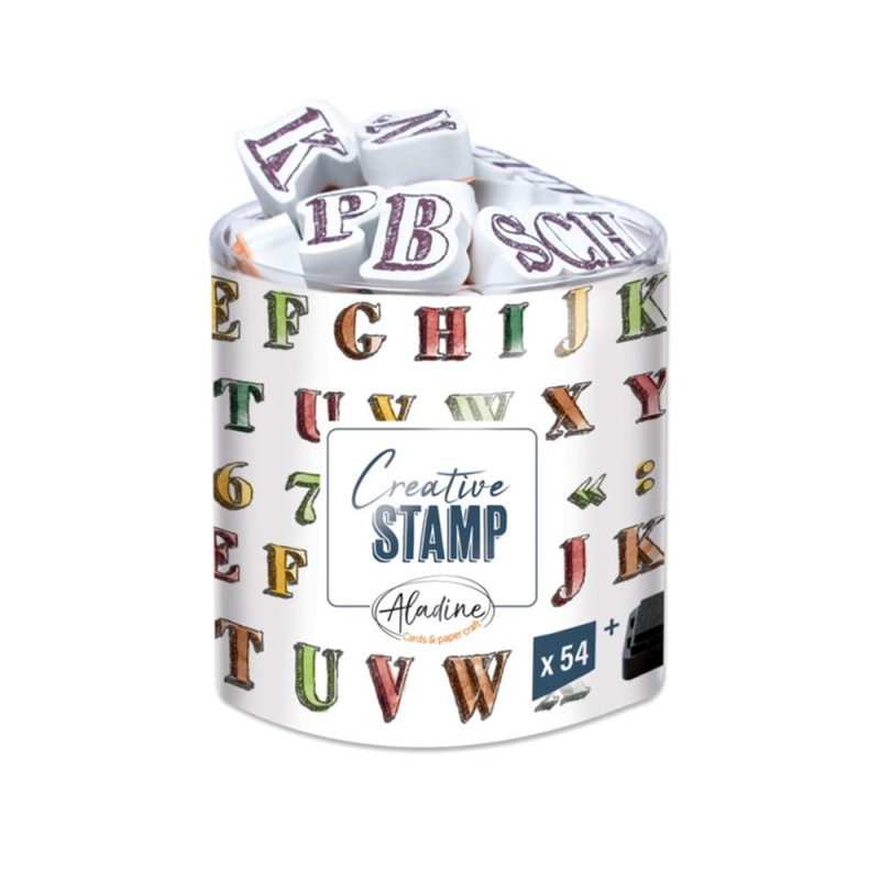 Razítka Aladine CREATIVE STAMPS 54 ks - Abeceda a číslice Aladine