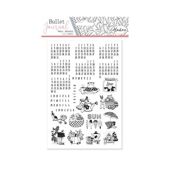 Diářová razítka Aladine Stampo BULLET JOURNAL 25 ks - Kalendárium Aladine
