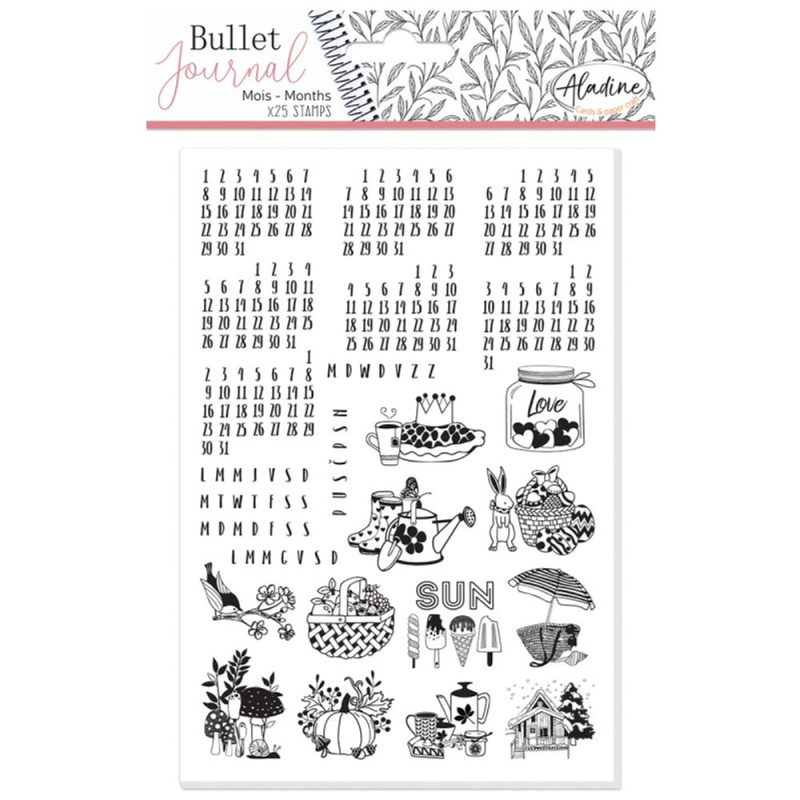 Diářová razítka Aladine Stampo BULLET JOURNAL 25 ks - Kalendárium Aladine
