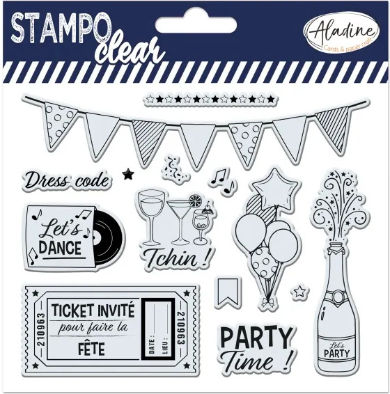 Aladine Gelová razítka Aladine Stampo Clear, 14 ks - Oslava